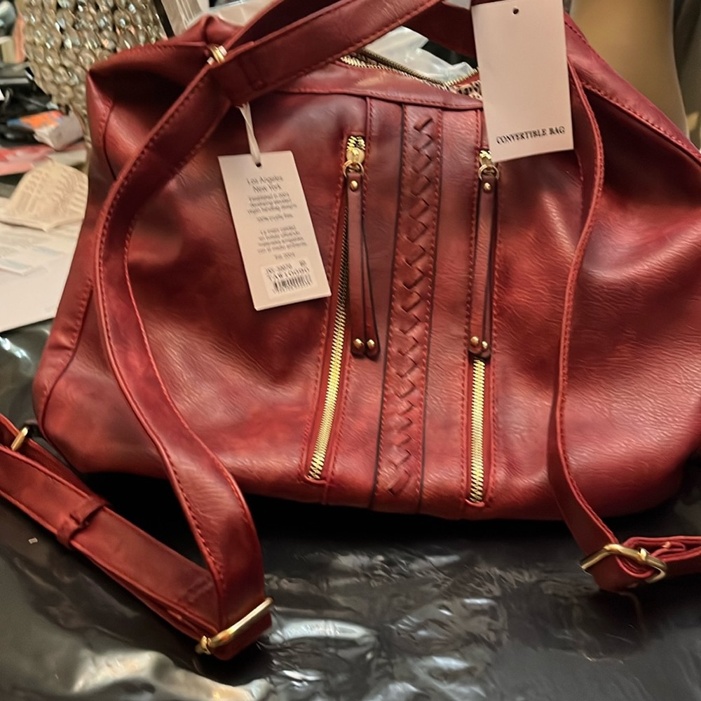 Alyssa large red hobo convertible purse
